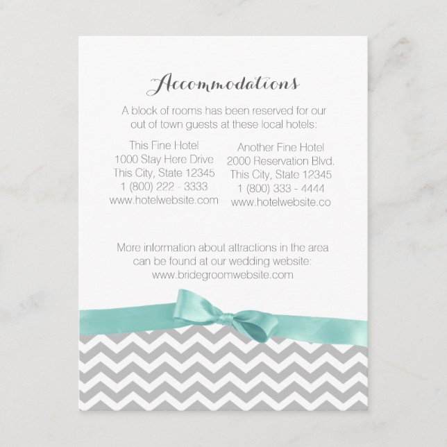 Modern Zigzag Pattern and Bow Information Card (Front)