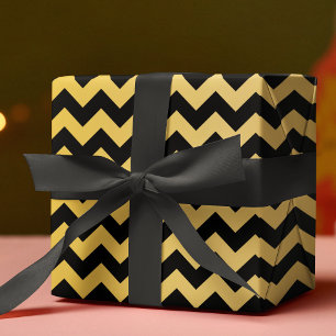 Modern  Zigzag Pattern Black & Yellow Geometric Wrapping Paper
