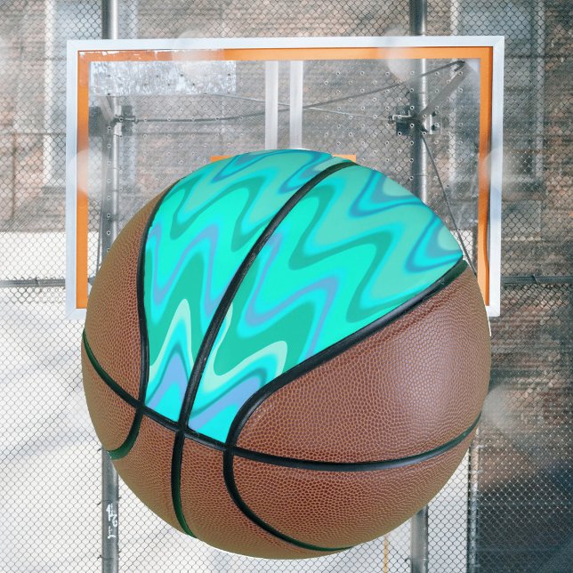 Modern zigzag pattern - waves in turquoise basketball (Creator Uploaded)