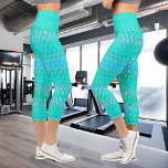 Modern zigzag pattern - waves in turquoise capri leggings<br><div class="desc">This Capri Leggings features a  modern zigzag pattern in beautiful turquoise tones. Like ocean waves. Digital art,  cool and exotic sportswear for every woman!</div>