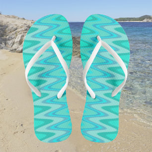 Modern zigzag pattern - waves in turquoise jandals