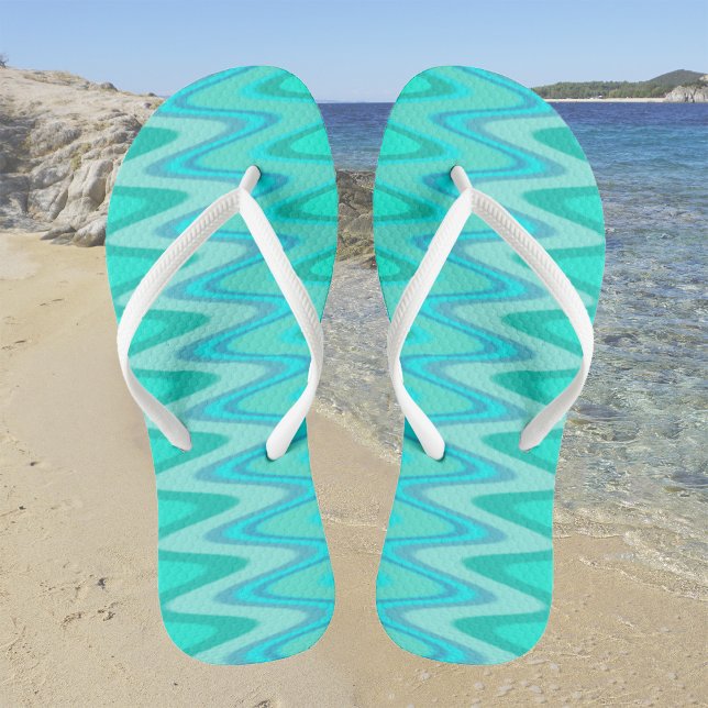 Modern zigzag pattern - waves in turquoise jandals (Creator Uploaded)