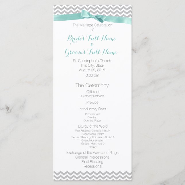 Modern Zigzag Pattern Wedding Program Programme (Front)