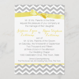 Modern Zigzag Yellow Bow Invitation
