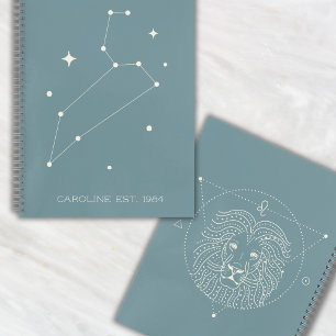 Modern Zodiac Leo Constellation Name Year Green Notebook