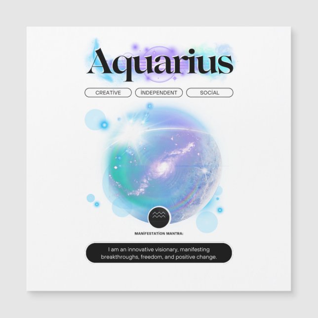 Modern Zodiac Sign Aquarius Quote Air Element (Front)