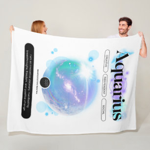 Modern Zodiac Sign Aquarius Quote Air Element Fleece Blanket
