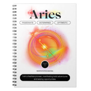 Modern Zodiac Sign ARIES Quote   Element Fire Notebook