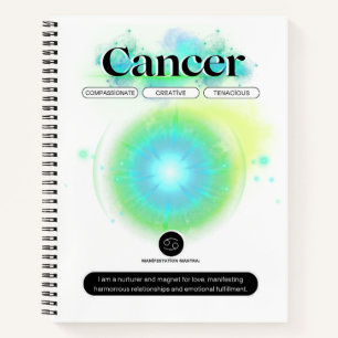 Modern Zodiac Sign Cancer Quote Water Element Notebook