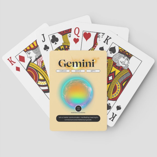 Modern Zodiac Sign Gemini Quote Air Element Playing Cards (Back)