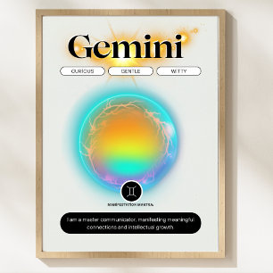 Modern Zodiac Sign Gemini Quote Air Element Poster