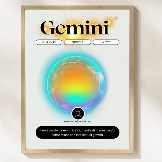 Modern Zodiac Sign Gemini Quote Air Element Poster (Modern Zodiac Sign Gemini Quote Air Element Poster)