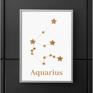 Modern Zodiac Sign Gold Aquarius   Element Air