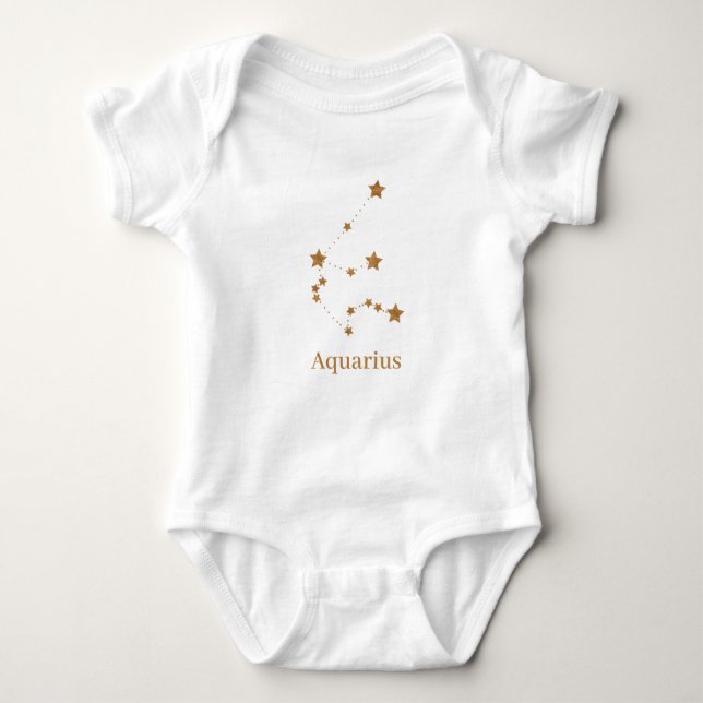 Modern Zodiac Sign Gold Aquarius | Element Air Baby Bodysuit (Front)
