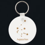 Modern Zodiac Sign Gold Aquarius | Element Air Key Ring<br><div class="desc">Modern Zodiac Sign Gold Aquarius | Element Air</div>