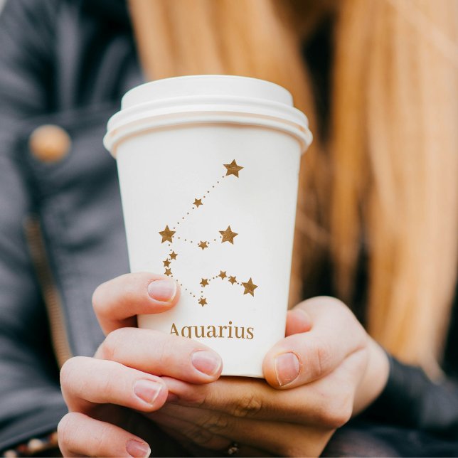 Modern Zodiac Sign Gold Aquarius | Element Air Paper Cups (Creator Uploaded)