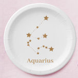 Modern Zodiac Sign Gold Aquarius | Element Air Paper Plate<br><div class="desc">Modern Zodiac Sign Gold Aquarius | Element Air</div>