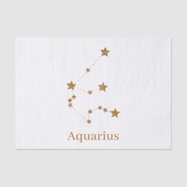 Modern Zodiac Sign Gold Aquarius | Element Air Tissue Paper (Front)