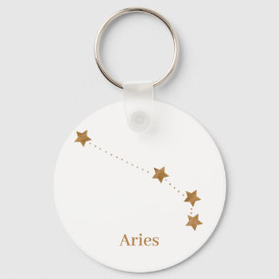 Modern Zodiac Sign Gold Aries   Element Fire Key Ring