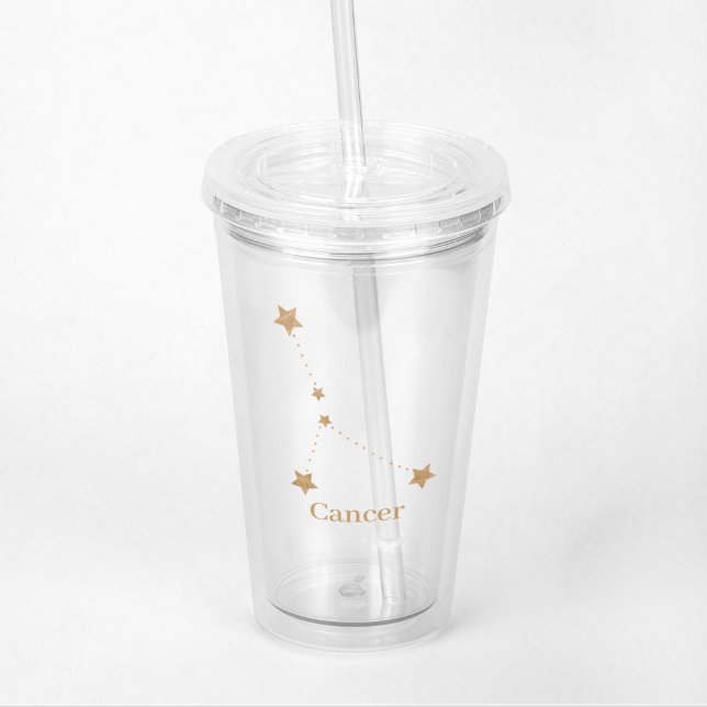 Modern Zodiac Sign Gold Cancer | Element Water Acrylic Tumbler (Creator Uploaded)