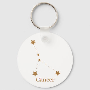 Modern Zodiac Sign Gold Cancer   Element Water Key Ring