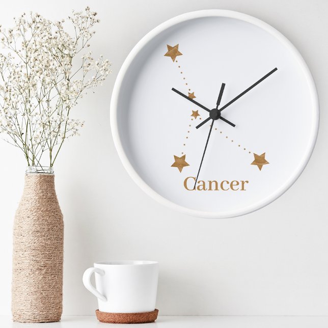 Modern Zodiac Sign Gold Cancer | Element Water Round Clock (Creator Uploaded)