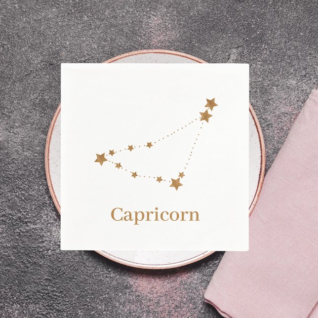 Modern Zodiac Sign Gold Capricorn | Element Earth Napkin (Creator Uploaded)