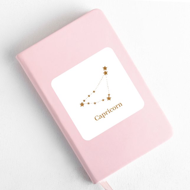 Modern Zodiac Sign Gold Capricorn | Element Earth Square Sticker (Creator Uploaded)