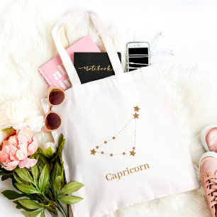 Modern Zodiac Sign Gold Capricorn   Element Earth Tote Bag