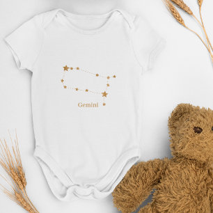 Modern Zodiac Sign Gold Gemini   Element Air  Baby Bodysuit