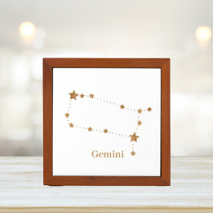 Modern Zodiac Sign Gold Gemini   Element Air  Desk Organiser