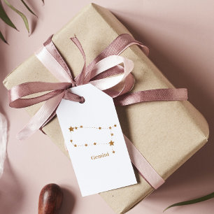Modern Zodiac Sign Gold Gemini   Element Air  Gift Tags