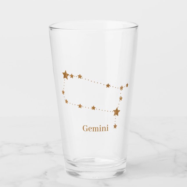 Modern Zodiac Sign Gold Gemini | Element Air  Glass (Front)