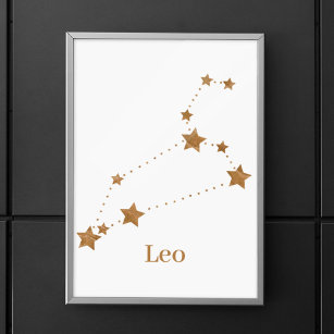 Modern Zodiac Sign Gold Leo   Element Fire