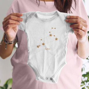 Modern Zodiac Sign Gold Leo   Element Fire Baby Bodysuit