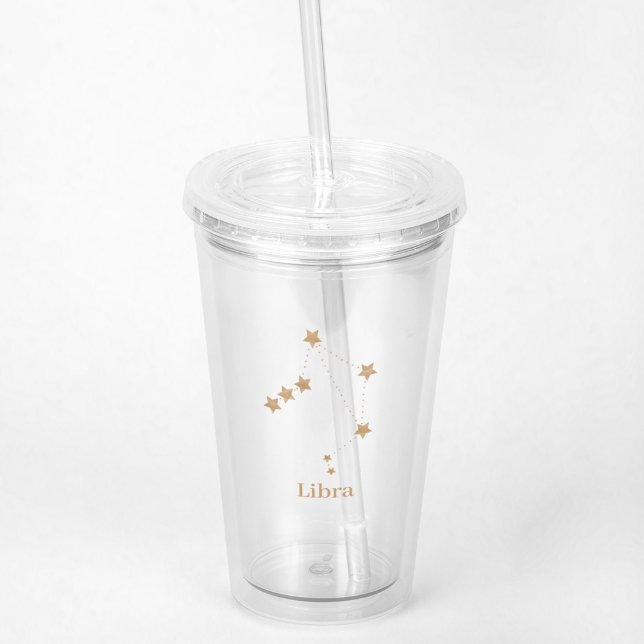 Modern Zodiac Sign Gold Libra | Element Air Acrylic Tumbler (Creator Uploaded)