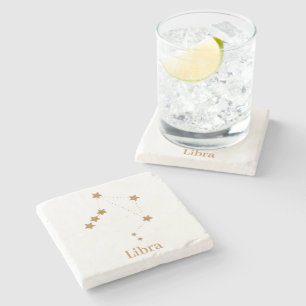 Modern Zodiac Sign Gold Libra   Element Air Stone Coaster
