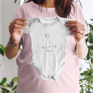 Modern Zodiac Sign Gold Pisces   Element Water Baby Bodysuit