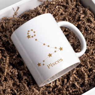 Modern Zodiac Sign Gold Pisces   Element Water Coffee Mug