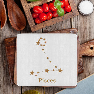 Modern Zodiac Sign Gold Pisces Element Water Cutting Board