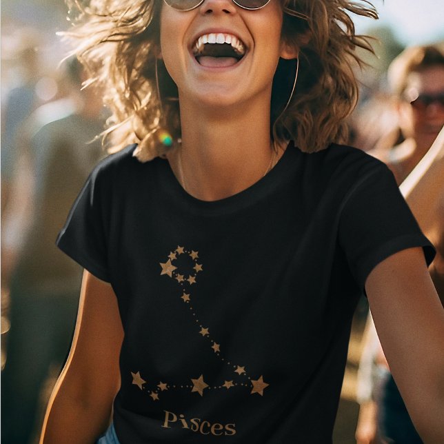 Modern Zodiac Sign Gold Pisces | Element Water T-Shirt (Creator Uploaded)
