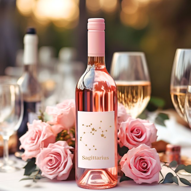 Modern Zodiac Sign Gold Sagittarius| Element  Fire Wine Label (Creator Uploaded)