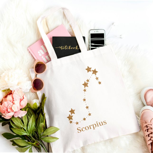 Modern Zodiac Sign Gold Scorpius | Element Water Tote Bag (Creator Uploaded)