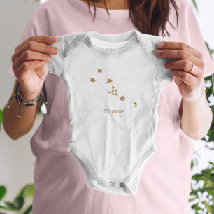 Modern Zodiac Sign Gold Taurus   Element Earth Baby Bodysuit