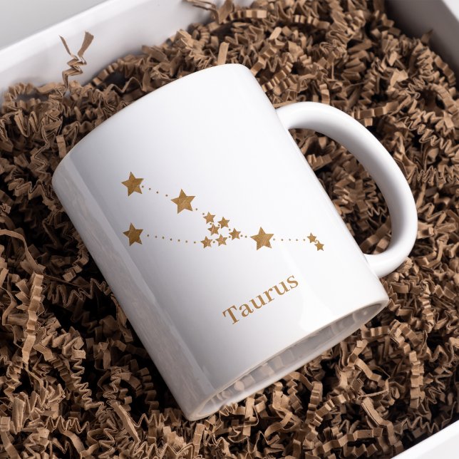Modern Zodiac Sign Gold Taurus | Element Earth Coffee Mug (Creator Uploaded)