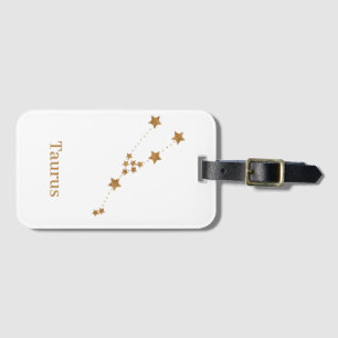 Modern Zodiac Sign Gold Taurus Element Earth Luggage Tag