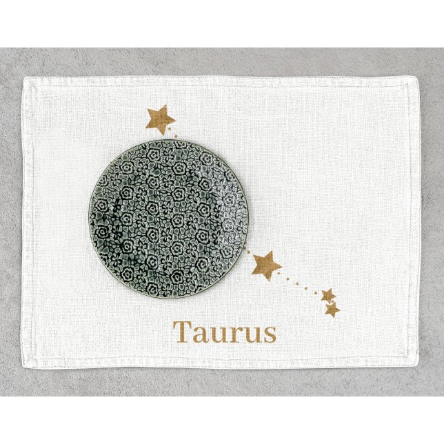 Modern Zodiac Sign Gold Taurus | Element Earth Tea Towel (Creator Uploaded)