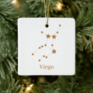 Modern Zodiac Sign Gold Virgo   Element Earth Ceramic Ornament