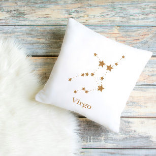 Modern Zodiac Sign Gold Virgo   Element Earth Cushion