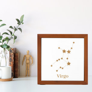 Modern Zodiac Sign Gold Virgo   Element Earth Desk Organiser